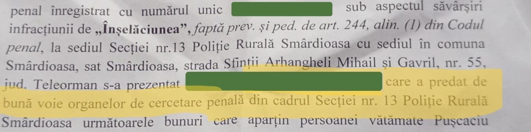 Puscaciu -caz-inselaciune