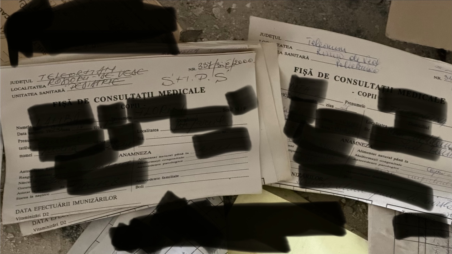 Fișe medicale cu date redactate