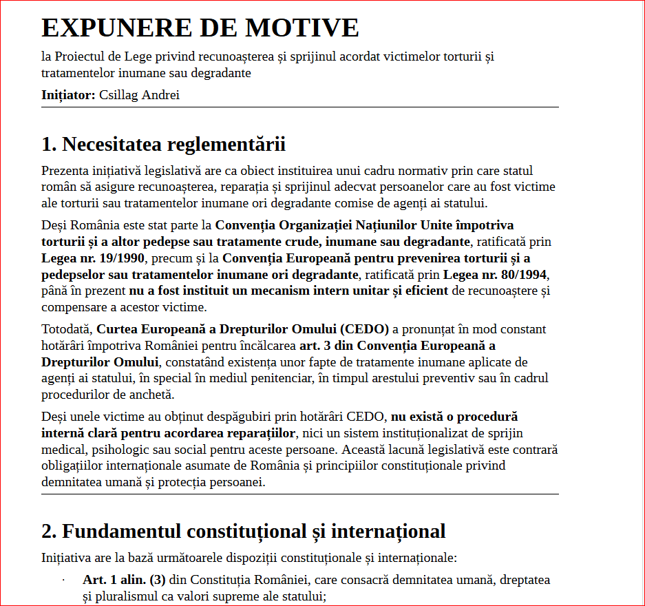expunere de motive-