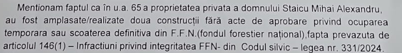 Paragraful în care Ocolul Silvic consemnează situația celor două construcții.